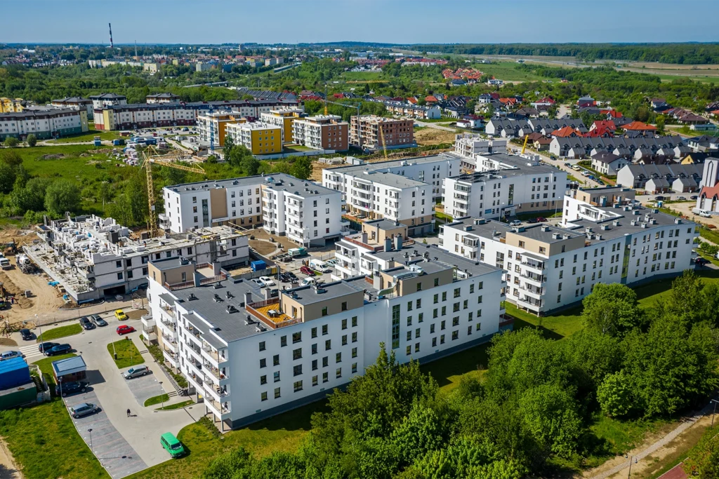 Osiedle mieszkaniowe z lotu ptaka – zdjęcia nieruchomości Koszalin