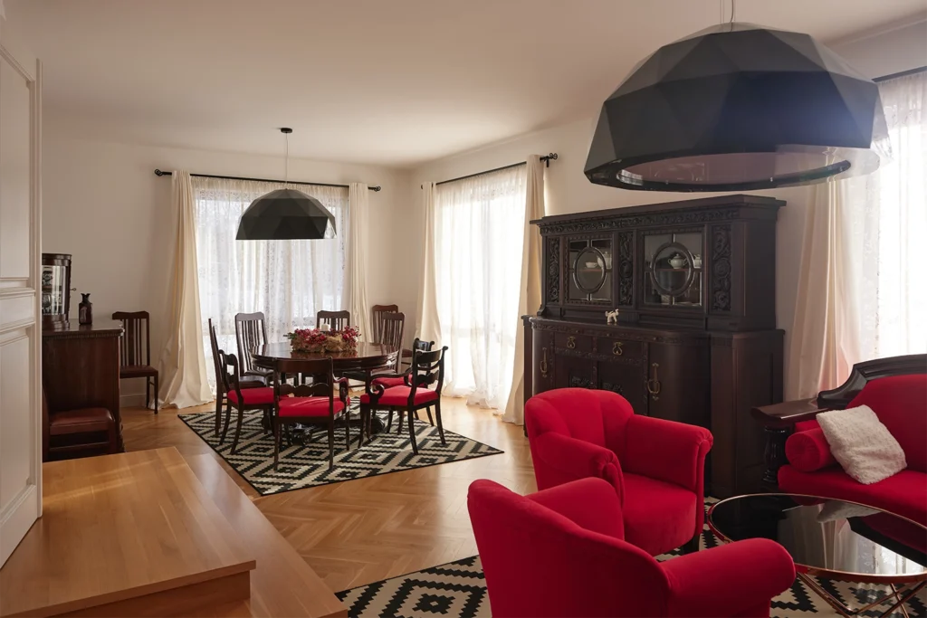 Salon z jadalnią i klasycznym wyposażeniem – zdjęcia wnętrz Koszalin